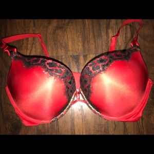 Victoria Secret Red Black lace add 2 cups Bra